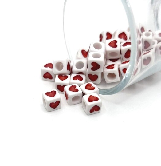 100 Pieces: Red and White Square Heart Beads | Michaels 100 Pieces: Red and White Square Heart Beads | Michaels